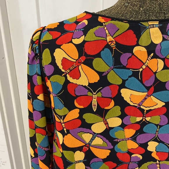 VINTAGE JAN SUE OF CALIFORNIA BUTTERFLY BLOUSE SIZE MEDIUM - Picture 9 of 14